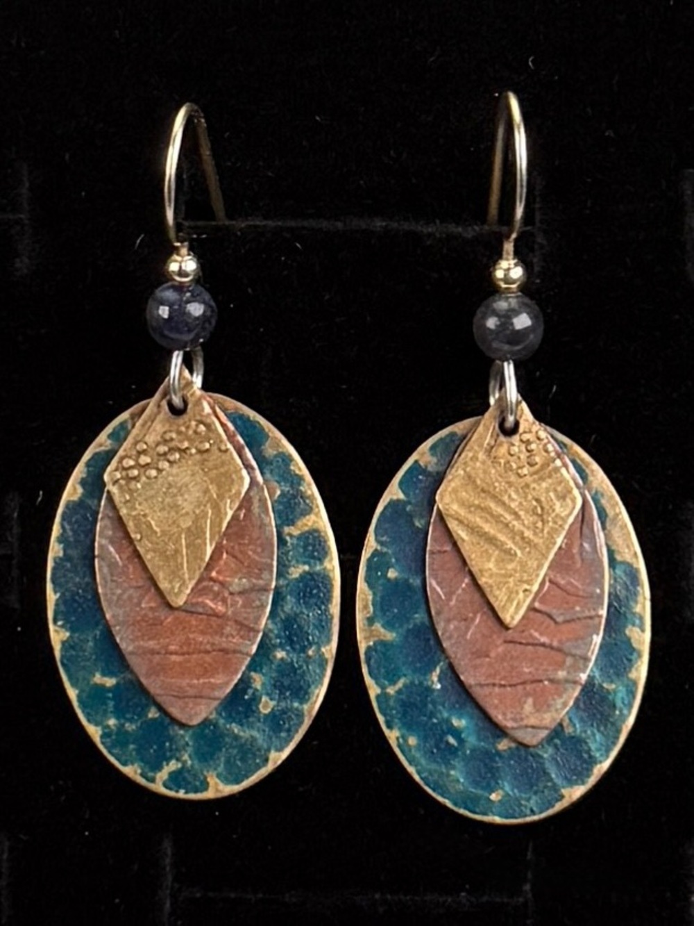 Vintage Bohemian chic triple layer pierced earrings